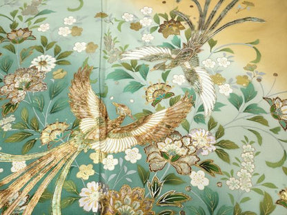 平和屋着物●英王室献上友禅作家　木下勝功　訪問着　鳳凰正倉院花文　暈し染め　金銀彩　正絹　逸品　CABI9617ut