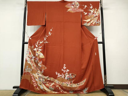 平和屋着物●訪問着　作家物　熨斗鳳凰扇面花文　金彩　正絹　逸品　CABI9618ut