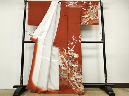 平和屋着物●訪問着　作家物　熨斗鳳凰扇面花文　金彩　正絹　逸品　CABI9618ut