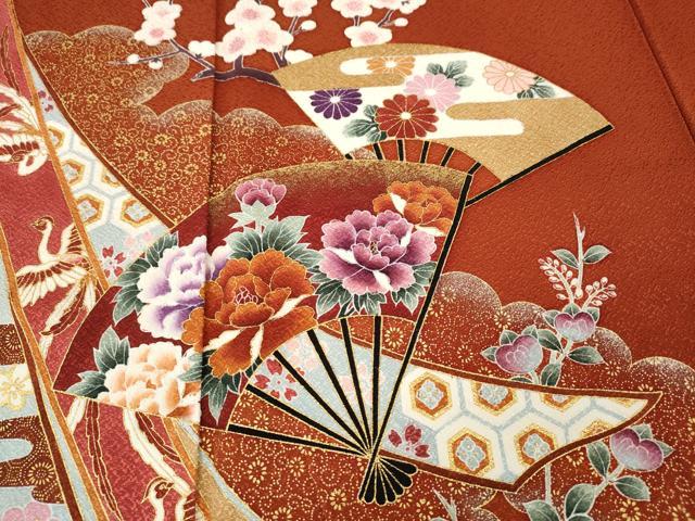 平和屋着物●訪問着　作家物　熨斗鳳凰扇面花文　金彩　正絹　逸品　CABI9618ut