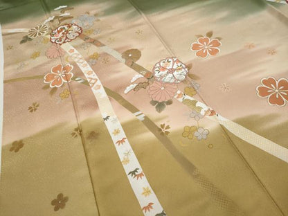 平和屋着物●訪問着　駒刺繍　熨斗舞花松文　暈し染め　金彩　正絹　逸品　CABI9622ut