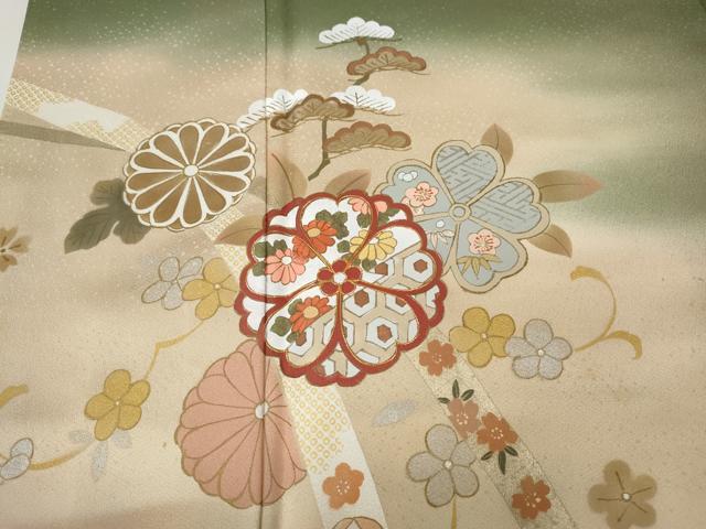 平和屋着物●訪問着　駒刺繍　熨斗舞花松文　暈し染め　金彩　正絹　逸品　CABI9622ut