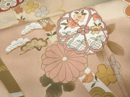平和屋着物●訪問着　駒刺繍　熨斗舞花松文　暈し染め　金彩　正絹　逸品　CABI9622ut