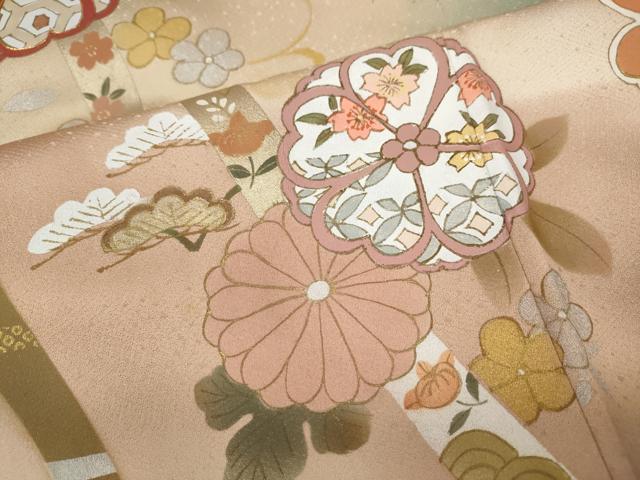 平和屋着物●訪問着　駒刺繍　熨斗舞花松文　暈し染め　金彩　正絹　逸品　CABI9622ut