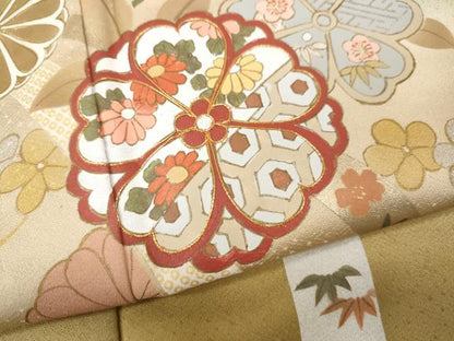 平和屋着物●訪問着　駒刺繍　熨斗舞花松文　暈し染め　金彩　正絹　逸品　CABI9622ut