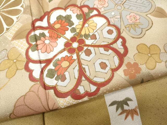 平和屋着物●訪問着　駒刺繍　熨斗舞花松文　暈し染め　金彩　正絹　逸品　CABI9622ut