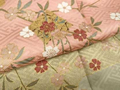 平和屋着物●訪問着　破れ色紙草花文　暈し染め　金彩　正絹　逸品　CABI9623ut