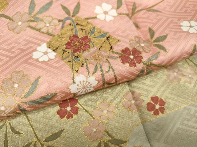 平和屋着物●訪問着　破れ色紙草花文　暈し染め　金彩　正絹　逸品　CABI9623ut