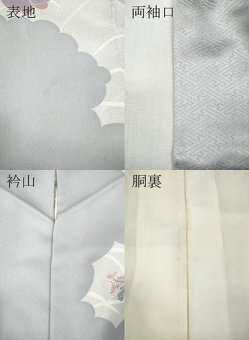 平和屋着物●訪問着　駒刺繍　雲取り花蝶文　銀彩　正絹　逸品　CABI9624ut