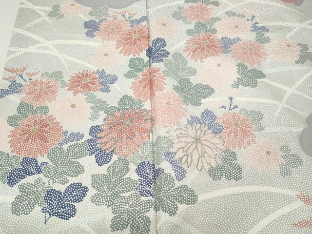 平和屋着物●訪問着　駒刺繍　雲取り花蝶文　銀彩　正絹　逸品　CABI9624ut