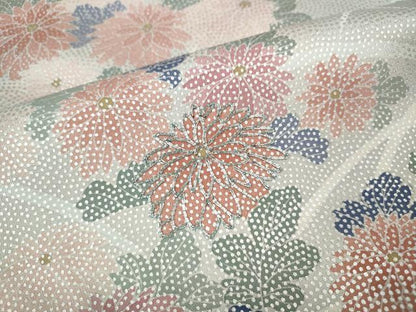 平和屋着物●訪問着　駒刺繍　雲取り花蝶文　銀彩　正絹　逸品　CABI9624ut