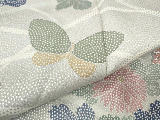 平和屋着物●訪問着　駒刺繍　雲取り花蝶文　銀彩　正絹　逸品　CABI9624ut