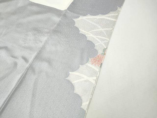 平和屋着物●訪問着　駒刺繍　雲取り花蝶文　銀彩　正絹　逸品　CABI9624ut