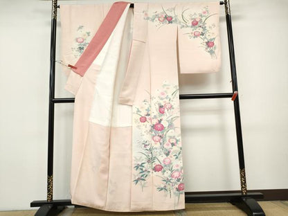 平和屋着物●訪問着　友禅　花鳥文　暈し染め　金彩　正絹　逸品　CABI9625ut