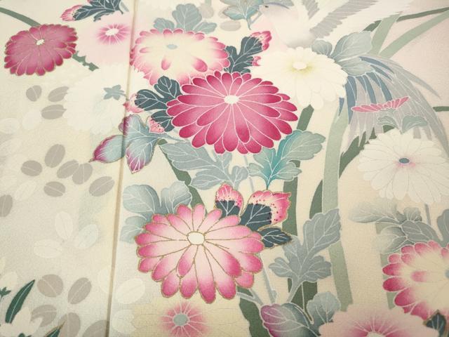 平和屋着物●訪問着　友禅　花鳥文　暈し染め　金彩　正絹　逸品　CABI9625ut