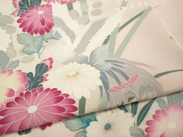 平和屋着物●訪問着　友禅　花鳥文　暈し染め　金彩　正絹　逸品　CABI9625ut
