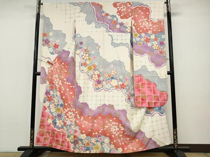 平和屋着物●豪華振袖　駒刺繍　道長舞花文　金彩　正絹　逸品　CABI9626ut