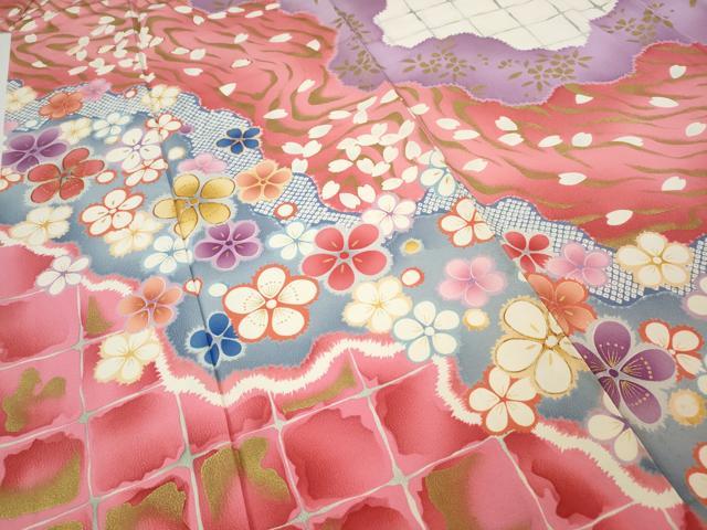 平和屋着物●豪華振袖　駒刺繍　道長舞花文　金彩　正絹　逸品　CABI9626ut