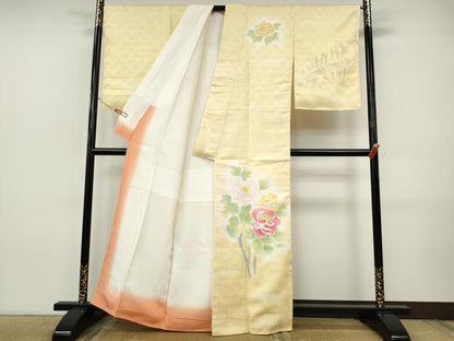平和屋着物●訪問着　枝花文　暈し染め　正絹　逸品　CABI9628ut