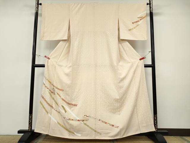 平和屋着物●訪問着　駒刺繍　熨斗花文　金銀彩　正絹　逸品　CABI9630ut