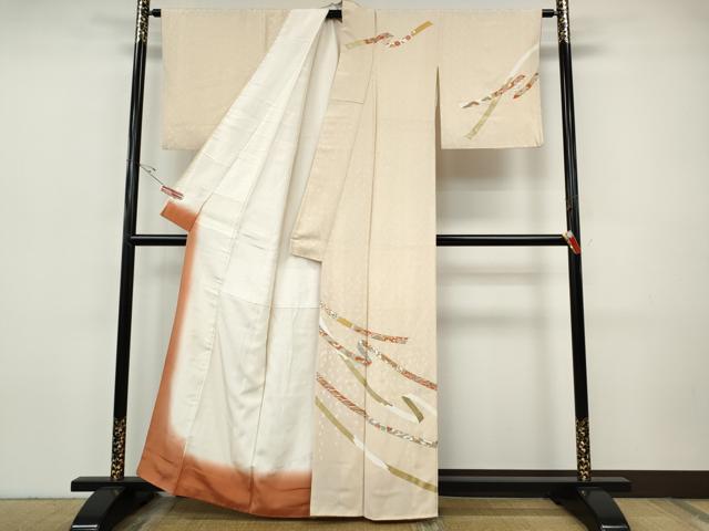 平和屋着物●訪問着　駒刺繍　熨斗花文　金銀彩　正絹　逸品　CABI9630ut
