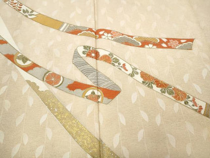 平和屋着物●訪問着　駒刺繍　熨斗花文　金銀彩　正絹　逸品　CABI9630ut