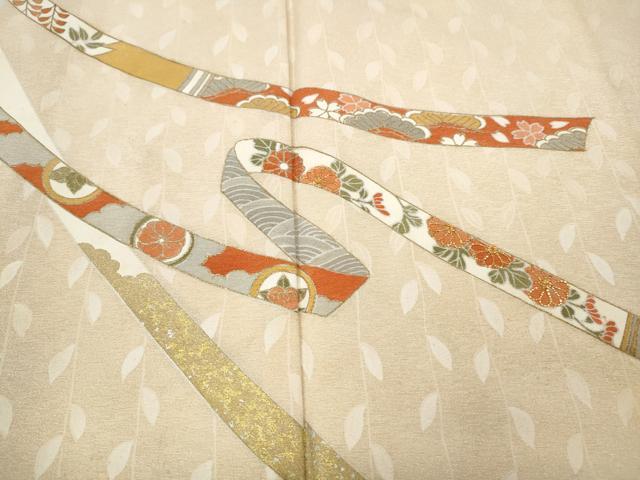 平和屋着物●訪問着　駒刺繍　熨斗花文　金銀彩　正絹　逸品　CABI9630ut