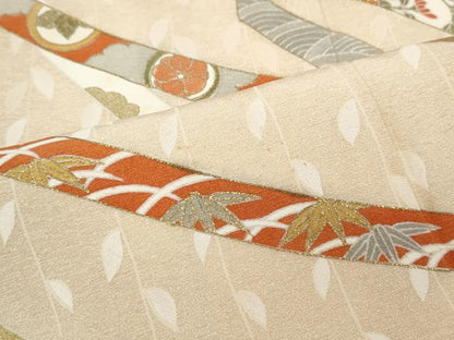 平和屋着物●訪問着　駒刺繍　熨斗花文　金銀彩　正絹　逸品　CABI9630ut