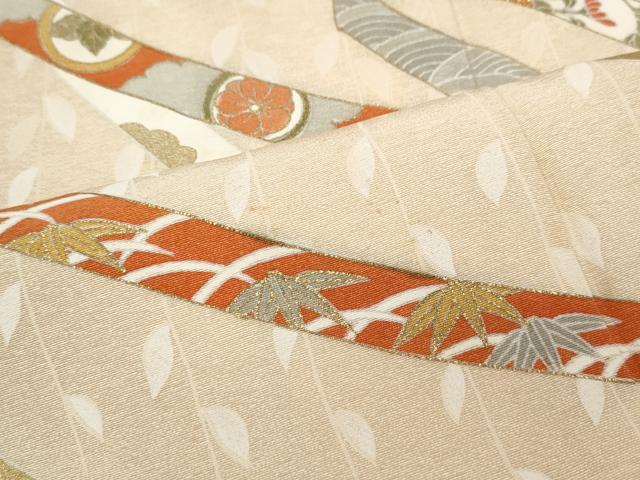平和屋着物●訪問着　駒刺繍　熨斗花文　金銀彩　正絹　逸品　CABI9630ut