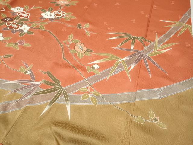 平和屋着物●訪問着　笹竹枝椿文　金彩　正絹　逸品　CABI9633ut