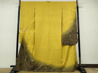 平和屋着物●染色作家　斉藤三才　振袖　寿光織　舞蝶文　暈し染め　金彩　正絹　逸品　CABI9634ut
