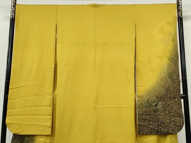 平和屋着物●染色作家　斉藤三才　振袖　寿光織　舞蝶文　暈し染め　金彩　正絹　逸品　CABI9634ut