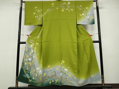 平和屋着物●着物作家　岡本龍三　訪問着　枝花文　暈し染め　さが美扱い　正絹　逸品　未使用　CABI9635ut