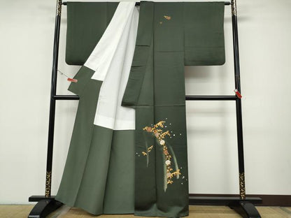 平和屋着物●豪華色留袖　総刺繍　駒刺繍　立波舞花文　正絹　逸品　CABI9636ut