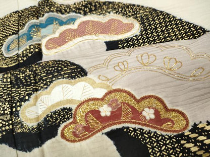 平和屋着物●訪問着　駒刺繍　道長松文　金彩　正絹　逸品　CABI9638ut