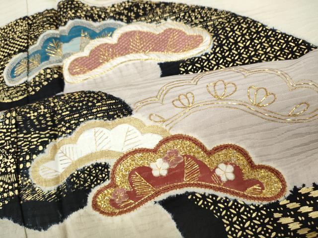 平和屋着物●訪問着　駒刺繍　道長松文　金彩　正絹　逸品　CABI9638ut