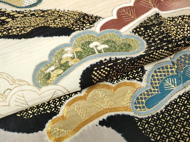 平和屋着物●訪問着　駒刺繍　道長松文　金彩　正絹　逸品　CABI9638ut