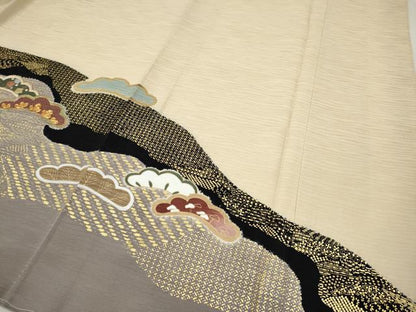 平和屋着物●訪問着　駒刺繍　道長松文　金彩　正絹　逸品　CABI9638ut
