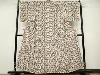 平和屋着物●上質な小紋　紅型　草花文　正絹　逸品　CABI9639ut