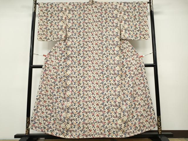 平和屋着物●上質な小紋　紅型　草花文　正絹　逸品　CABI9639ut