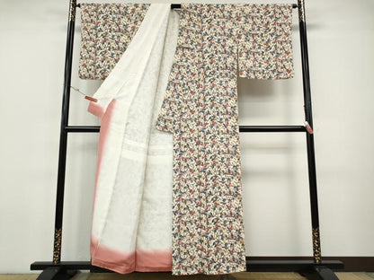 平和屋着物●上質な小紋　紅型　草花文　正絹　逸品　CABI9639ut