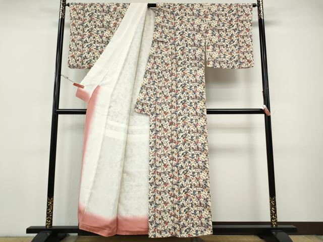 平和屋着物●上質な小紋　紅型　草花文　正絹　逸品　CABI9639ut