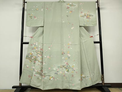 平和屋着物●訪問着　友禅　風景草花文　正絹　逸品　未使用　CABI9641ut
