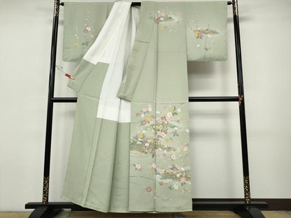 平和屋着物●訪問着　友禅　風景草花文　正絹　逸品　未使用　CABI9641ut