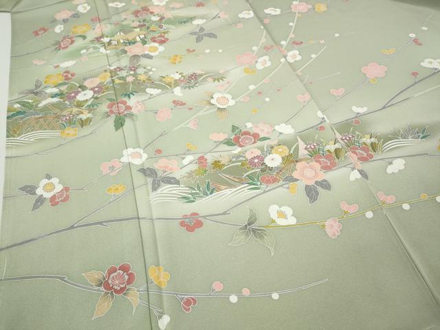 平和屋着物●訪問着　友禅　風景草花文　正絹　逸品　未使用　CABI9641ut