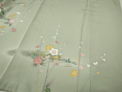 平和屋着物●訪問着　友禅　風景草花文　正絹　逸品　未使用　CABI9641ut