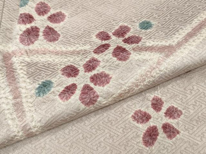 平和屋着物●上質な小紋　総絞り　吉祥花文　正絹　逸品　CABI9643ut