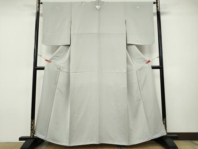 平和屋着物●上質な色無地　灰黄緑色　銀通し地　正絹　逸品　未使用　CABI9645ut