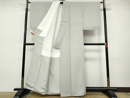 平和屋着物●上質な色無地　灰黄緑色　銀通し地　正絹　逸品　未使用　CABI9645ut