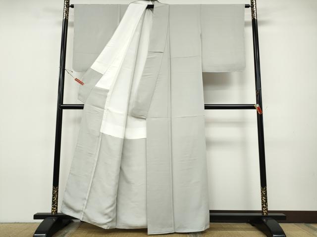 平和屋着物●上質な色無地　灰黄緑色　銀通し地　正絹　逸品　未使用　CABI9645ut